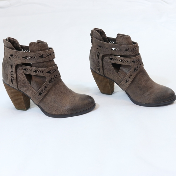 Not Rated Shoes - Not Rated Vegan Leather Laser Cutout Ankle Boots